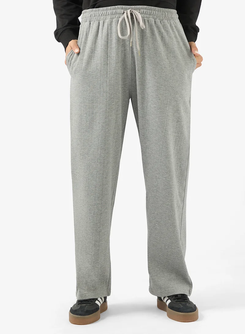 Oversized Wide Leg Cotton Sweatpants Grey