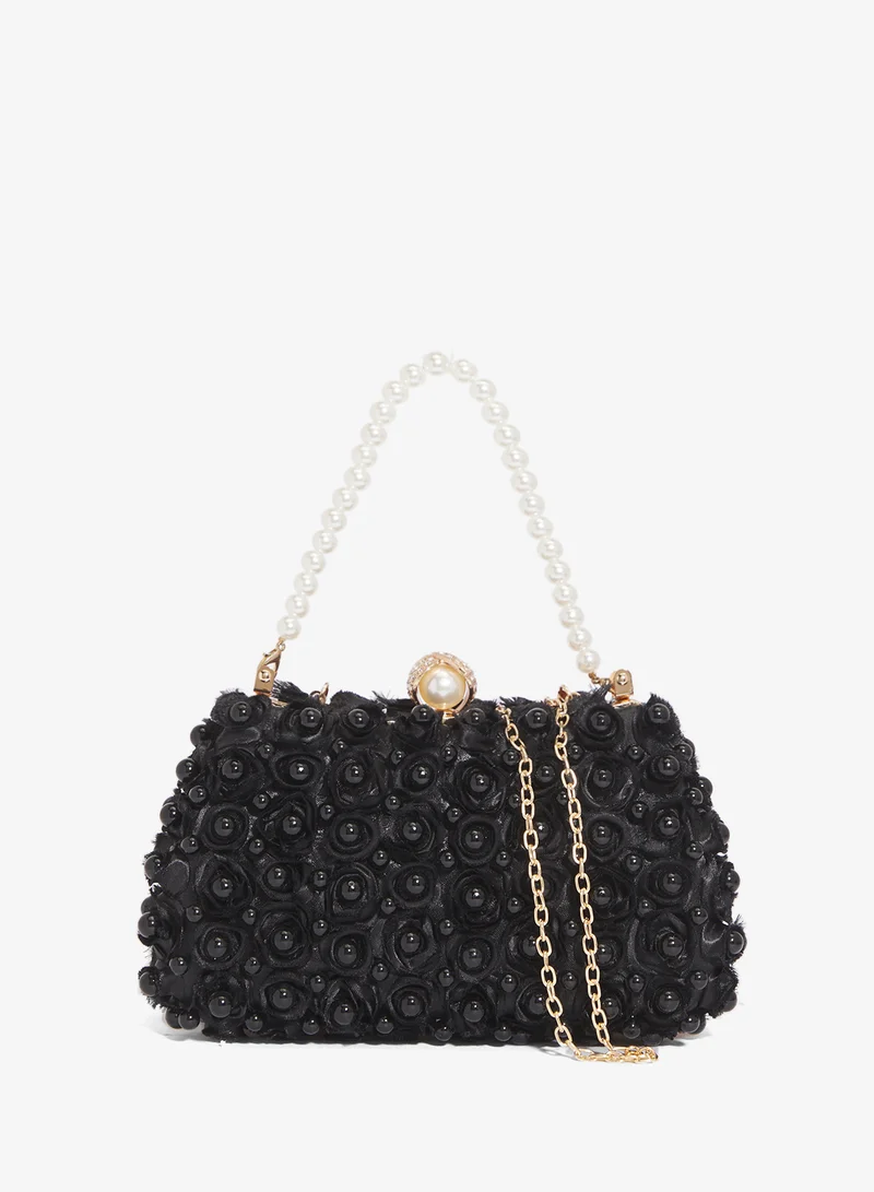 Pearl Embellished Gold Accent Bag