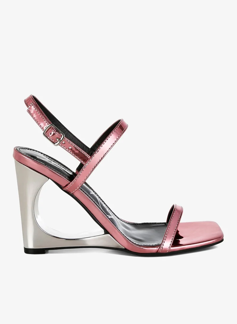 Metallic Fantasy Wedge Sandals Pink
