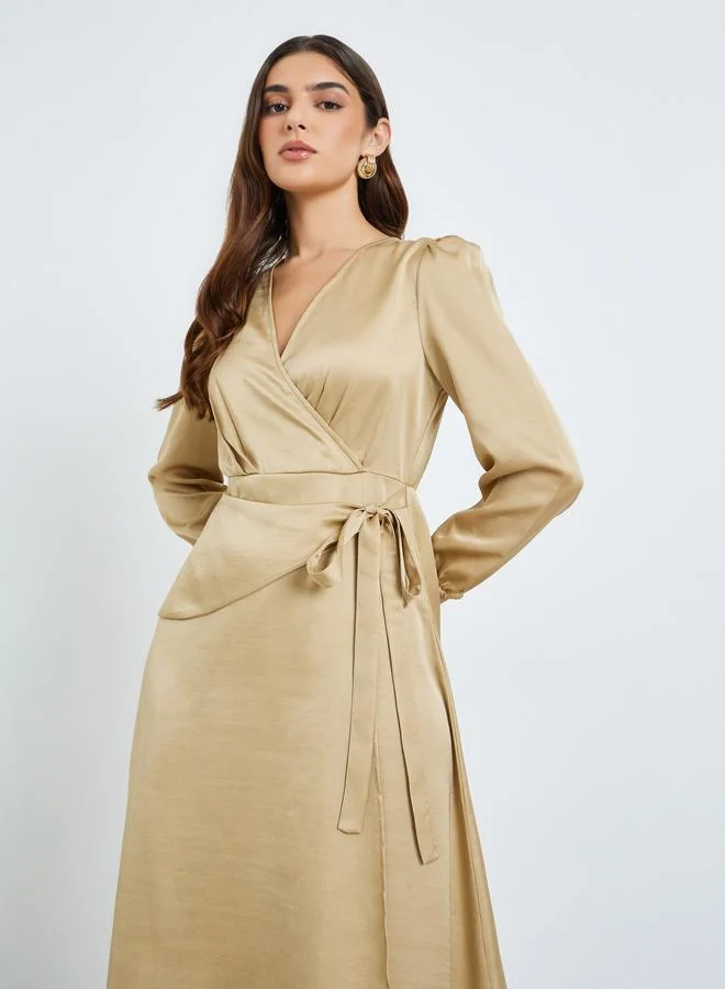 Women's Wrap Maxi Dress Beige