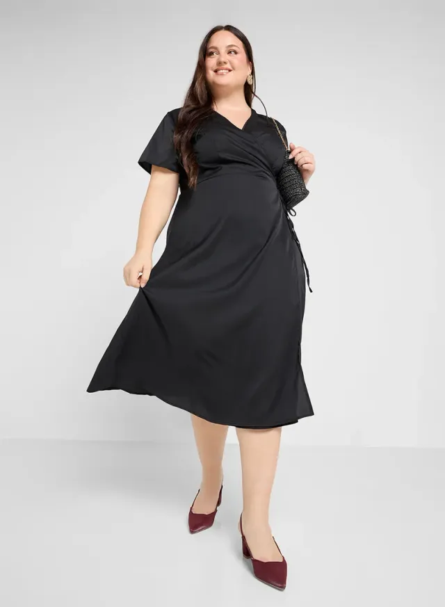 Satin Wrap Midi Dress – image 4