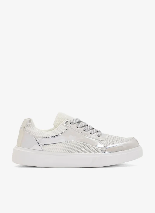 Lace Up Sneakers Silver
