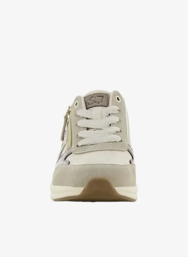 SJ Women's Panelled Lace-Up Sneakers Pale Beige – image 4