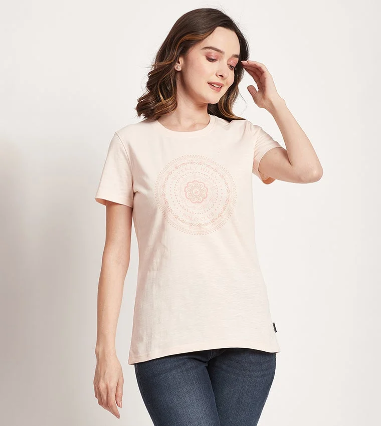Logo Print Short Sleeve Top Pale Pink