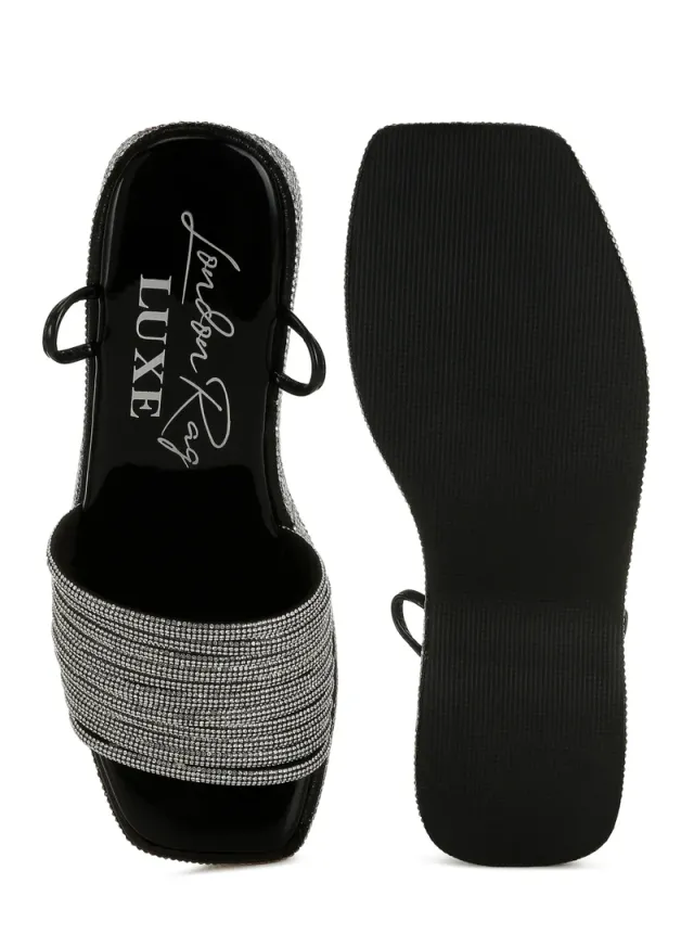 Rhinestone Lace-Up Sandals Rose Gold – image 4