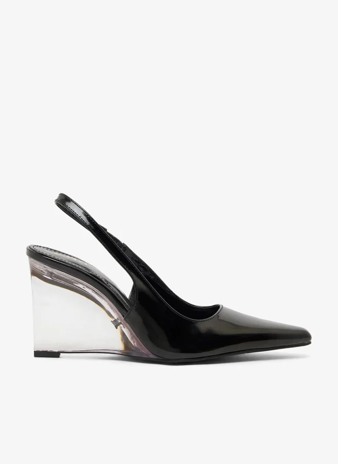 Wedge Heel Slingback Pumps Black