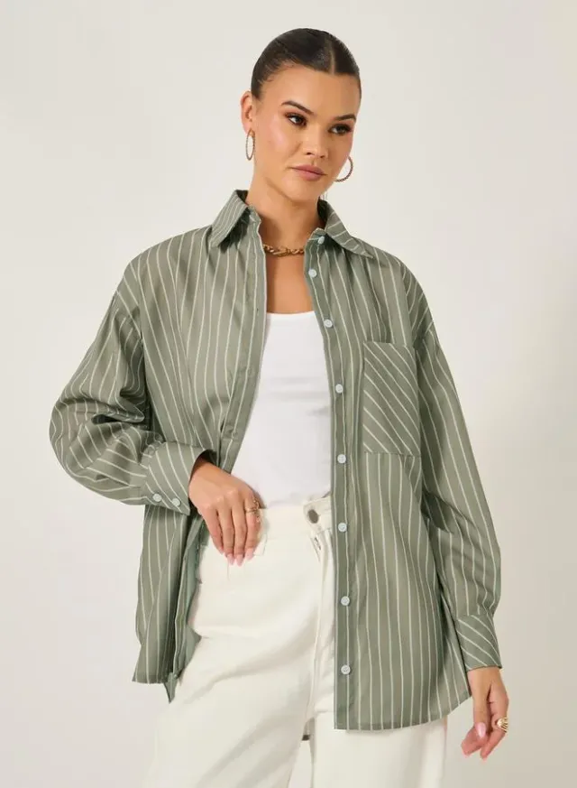 Styli Striped Long Sleeve Oversized Shirt – image 2