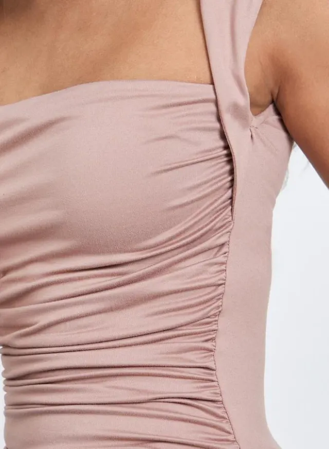 Square Neck Fitted Knit Top Pink – image 4