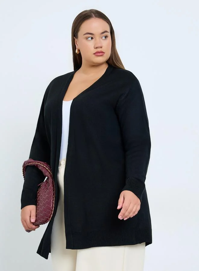 Plus Size Longline Cardigan Black