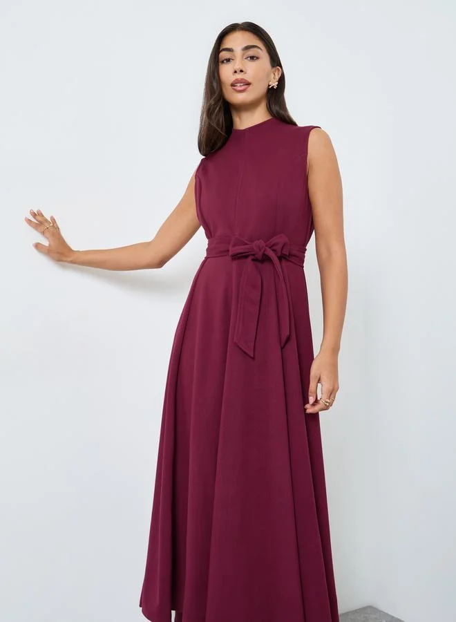 Styli Sleeveless A-Line Maxi Dress Burgundy