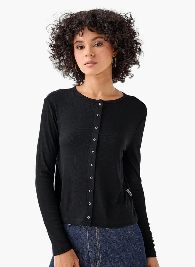 Lee Cooper Ribbed Round Neck T-shirt Black