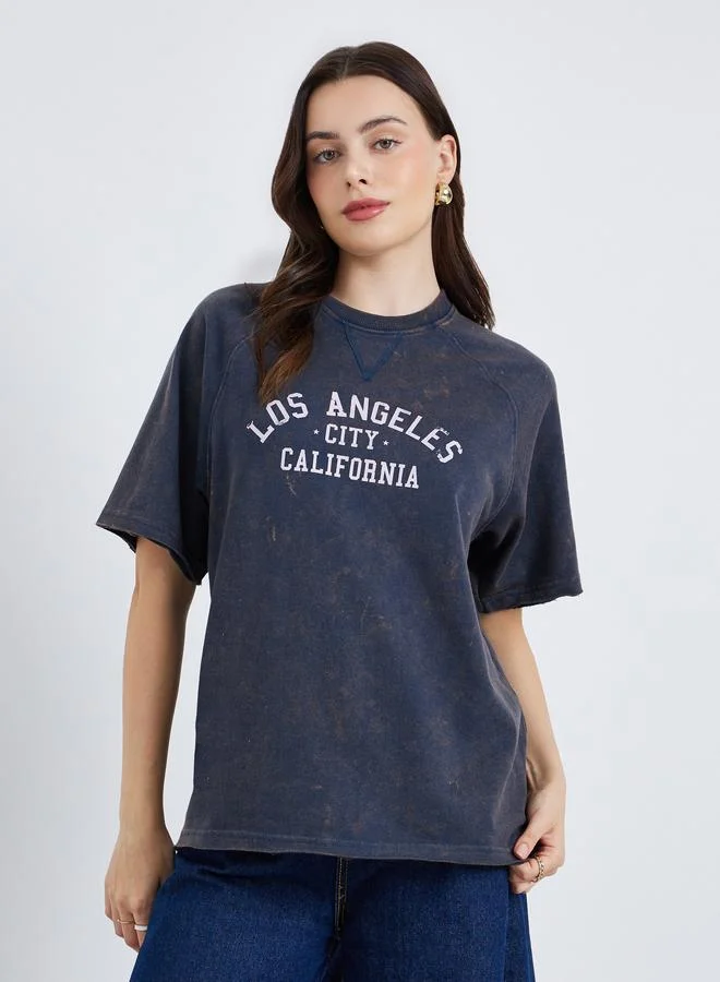Women's Washed Cotton Longline T-Shirt Dark Slate Gray