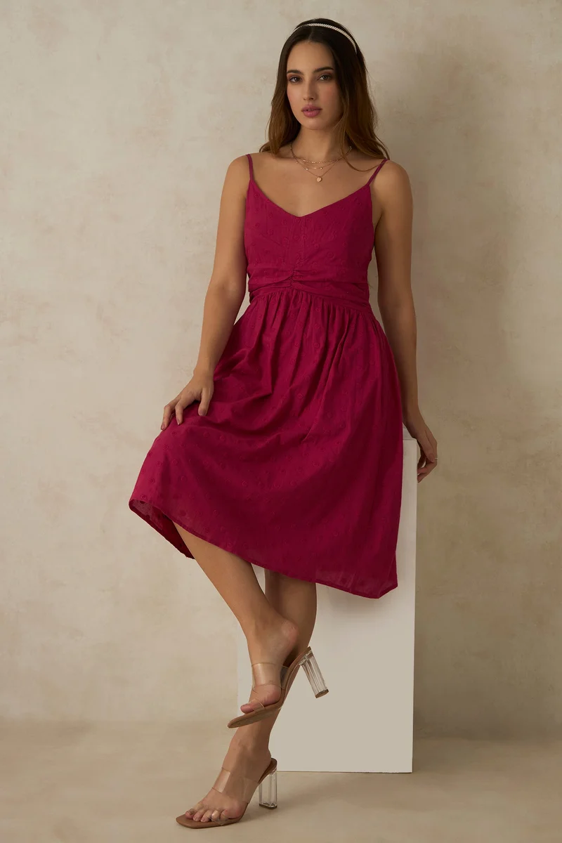 Virgio Fit & Flare Dress Fuchsia