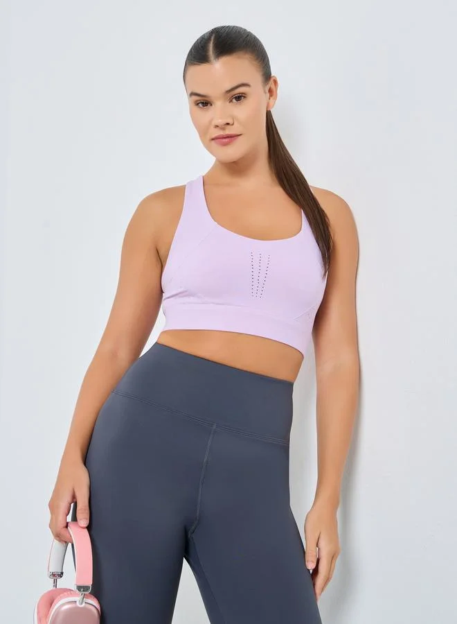 Perforated Racerback Sports Bra Lilac