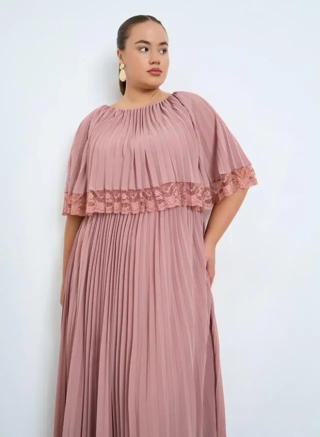 Plus Size Lace Cape Maxi Dress Teal – image 2