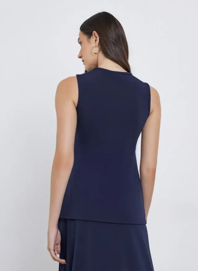 Navy Blue Sleeveless Button-Down Vest Top for Women – image 4