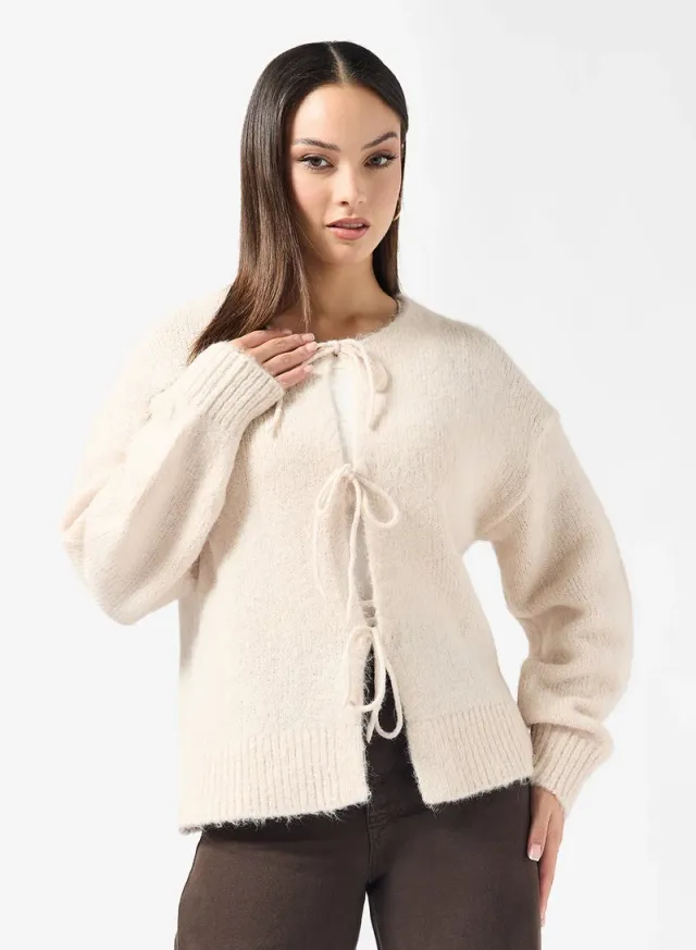 Onlmaggie Knitted Button Cardigan Beige