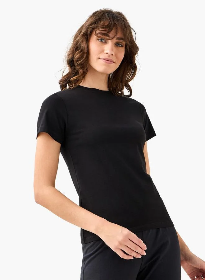 Women's Crew Neck T-Shirt Set of 2 Multicolour