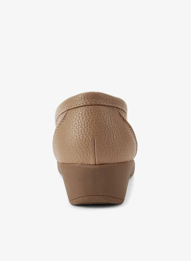 Women's Textile Wedge Heel Moccasins with Metallic Accent – image 4