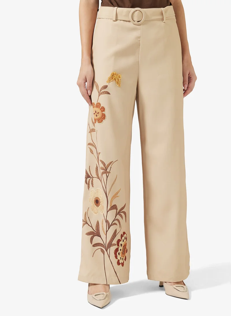 Printed Trousers Beige