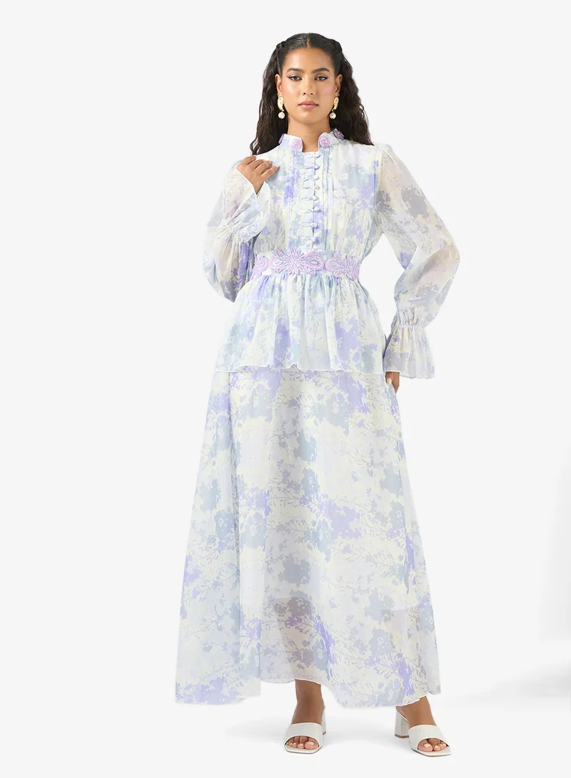 Monotone Print Dress White