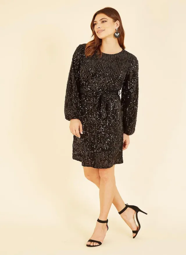 Sequin Belted Mini Dress – image 4