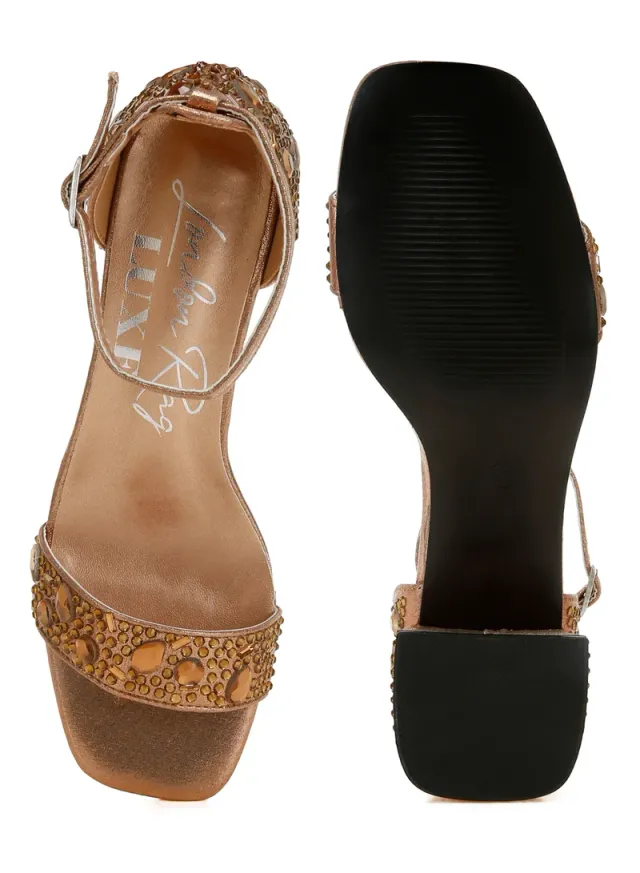 Rhinestone Shimmer Sandals Bronze – image 4
