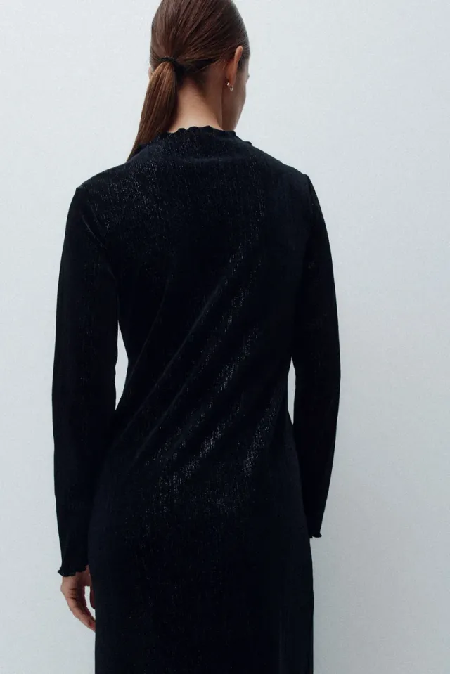 Recycled Velour Shift Dress with Glittery Threads and Side Slit – image 6