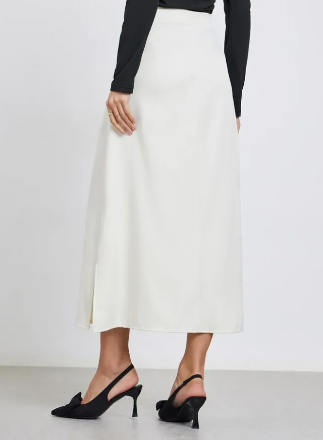 Women's A-Line Midi Skirt Cream – image 4