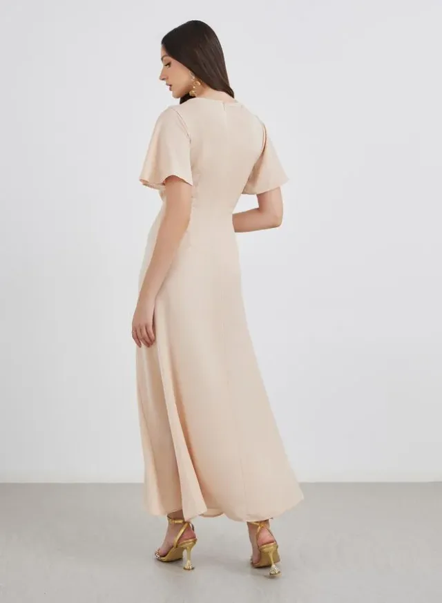 Satin Gathered A-Line Maxi Dress – image 5