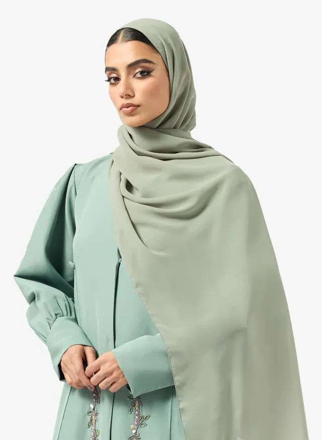 Olive Embellished Abaya with Sheila - Loose Fit for Ramadan – image 4