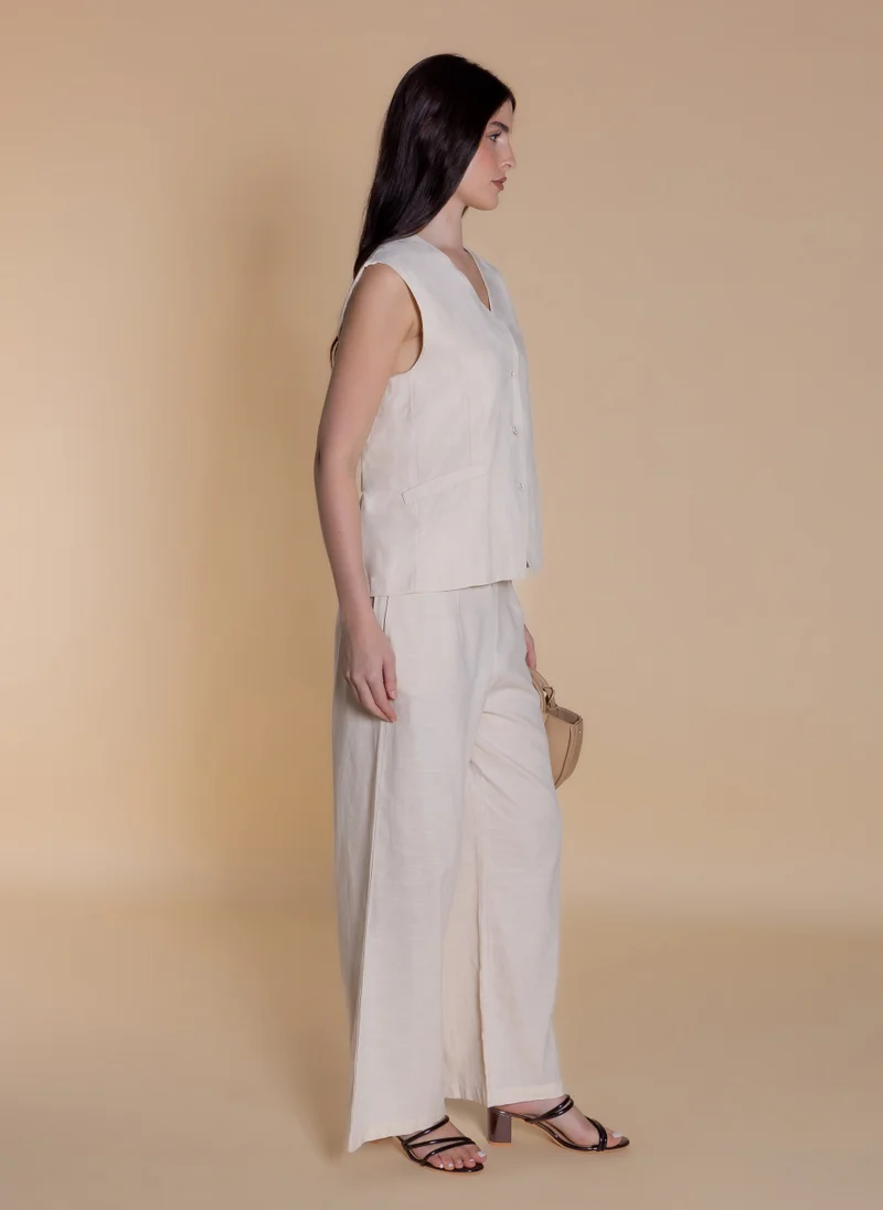LINEN BLEND WAISTCOAT SET