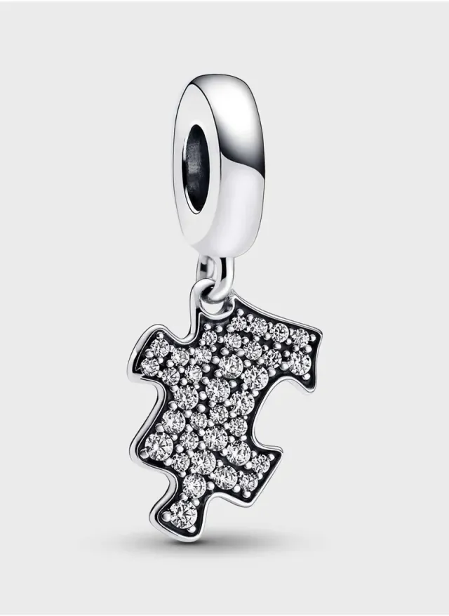Sterling Silver Cubic Zirconia Puzzle Charm Pendant