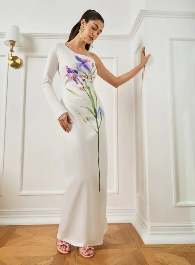Floral A-Line Maxi Dress Off-White – image 4