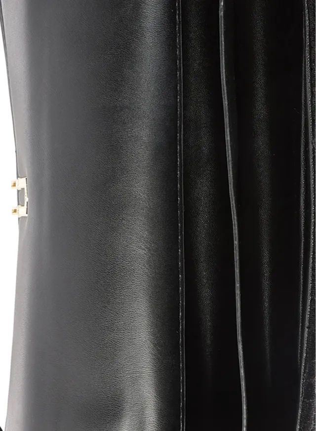 Black Quilted Velvet Baguette Evening Bag with Scarf Accent – image 3