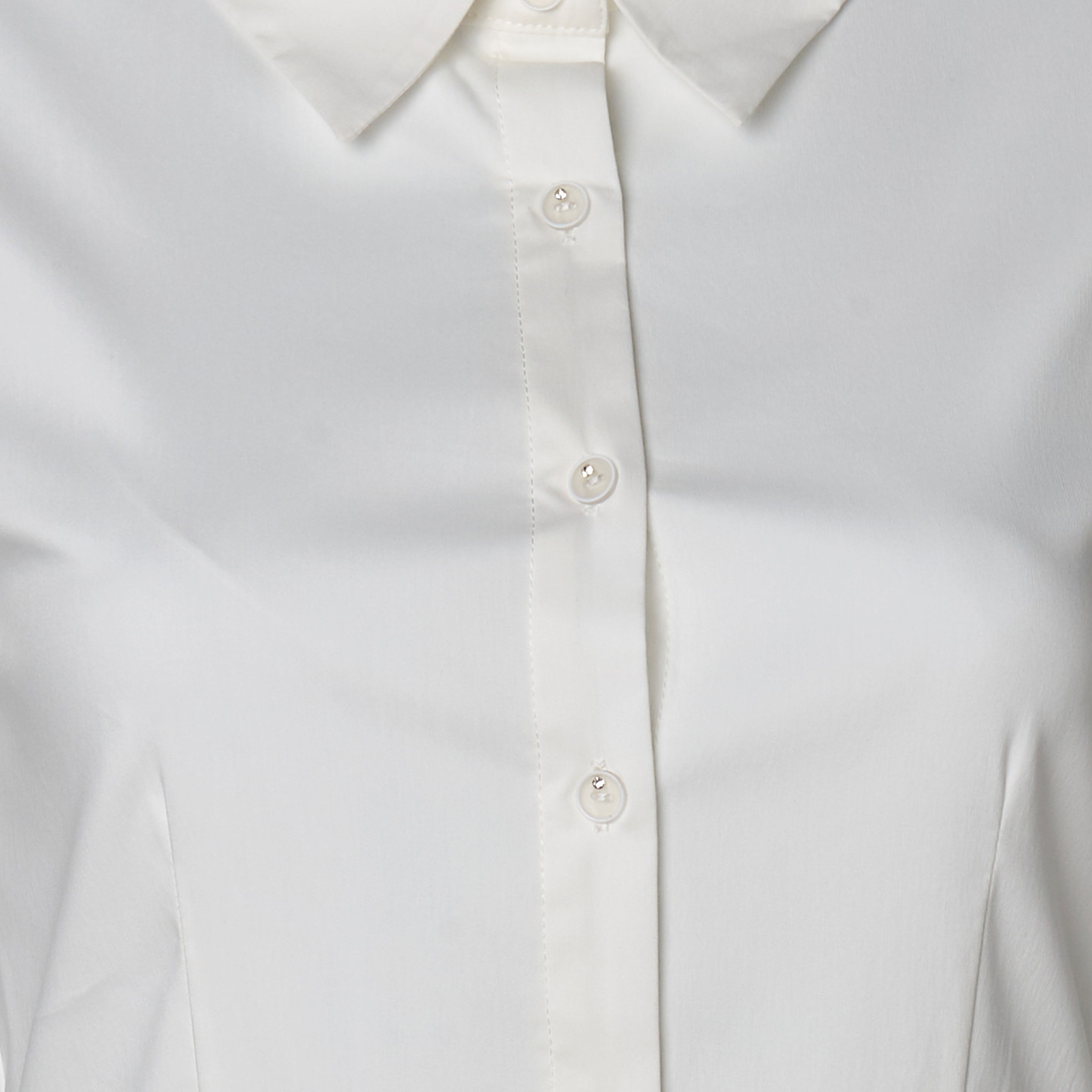 Asymmetrical Midi Shirt Dress White