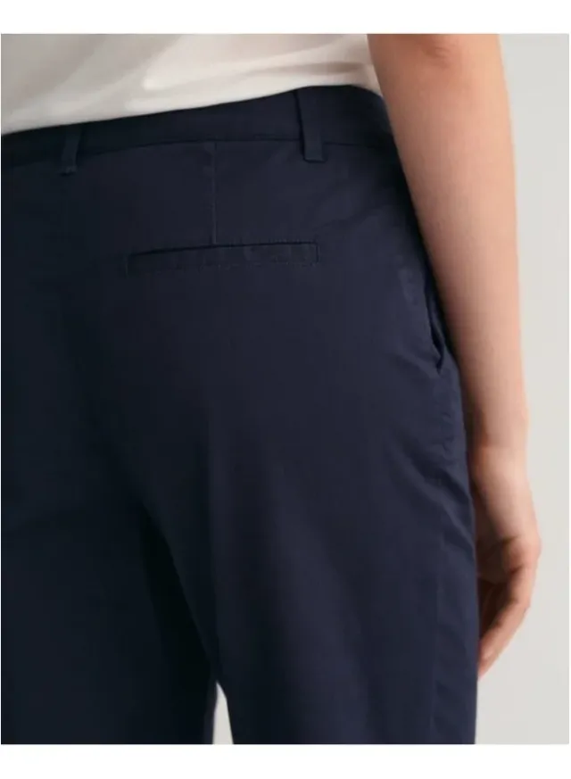 Navy Blue Cotton Cropped Chinos for Women - Mid Rise Straight Fit – image 2