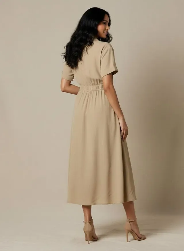 Front Slit Shirt Midi Dress – image 3