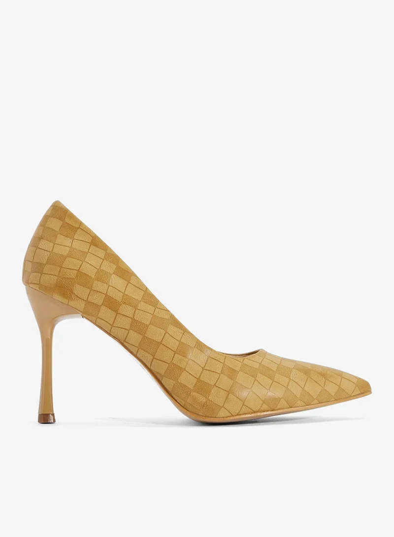 Woven High Heel Pumps Beige