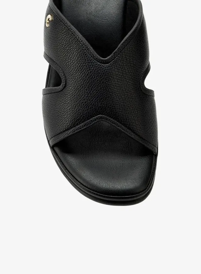 Women's PU Slip-On Sandal with Wedge Heel - Black – image 4