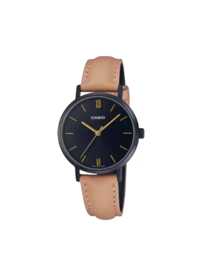 LTP-VT02BL-1AUDF Women's Leather Analog Watch - Black