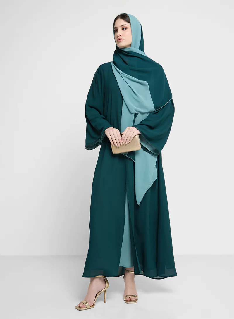 Two Toned Abaya with Sheila Green