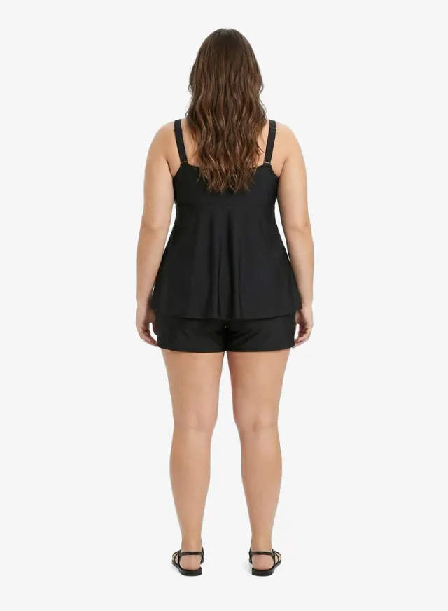 Black Ruched Top and Short Set for Women – image 2