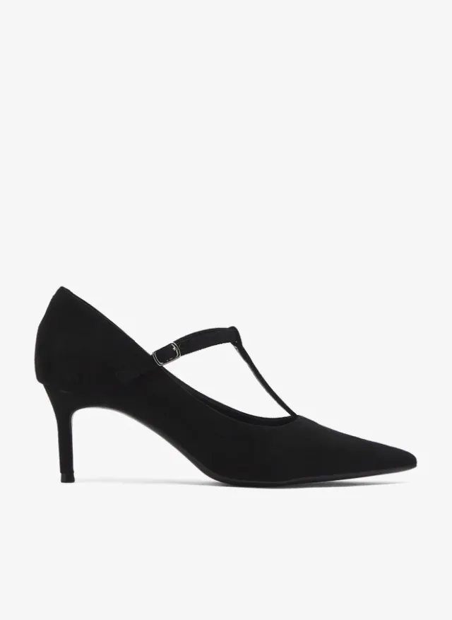Classic Buckle Strap Mid Heel Pumps Black