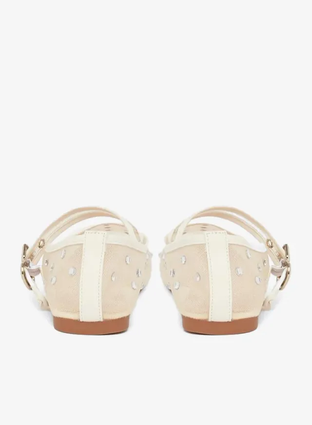 Polka Dot Embellished Ballerina Beige – image 4