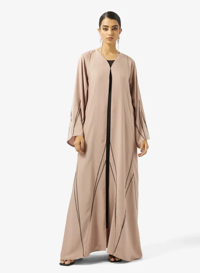 Beige Embroidered Abaya & Sheila Set for Ramadan - Hayas Closet – image 4