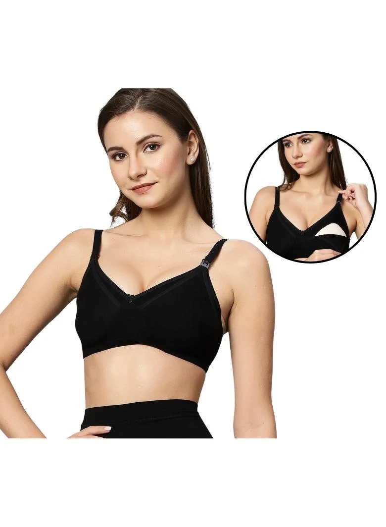 TUMMY Bamboo Cotton Nursing Bra Black