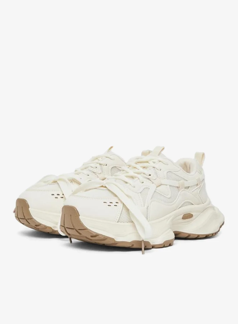 Chunky Sole Lace-Up Sneakers White