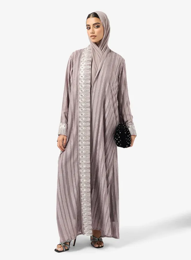 Striped Abaya & Sheila Set