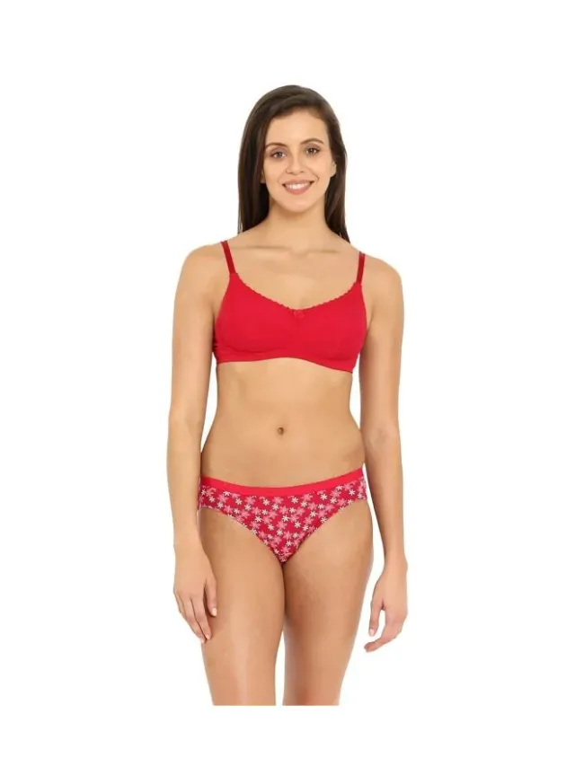 1615 Women's Cotton Full Coverage Wire-free Bra - Red – image 5